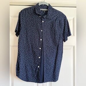 Express Navy With Red And White Stars Button Up Shirt